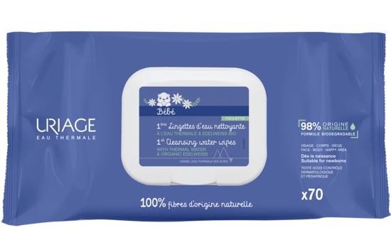 URIAGE,1ère LINGETTES D’EAU NETTOYANTE 98% origine naturelle 70